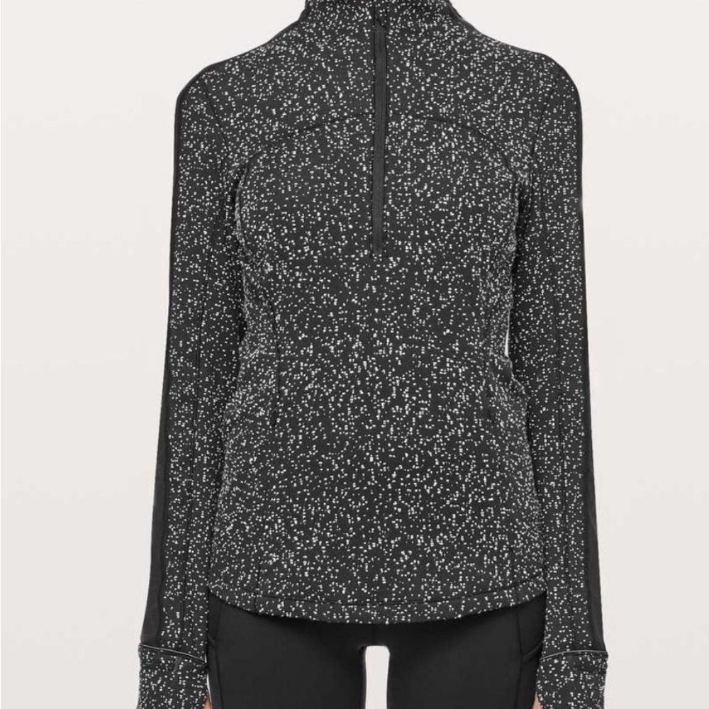 NWOT Lululemon Run Briskly 1/2 Zip Magnetized Jacquard Black Reflective